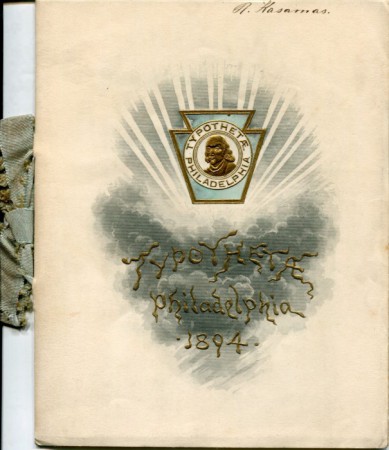 Speisekarte Vereinigung Typothetae Philadelphia 1894